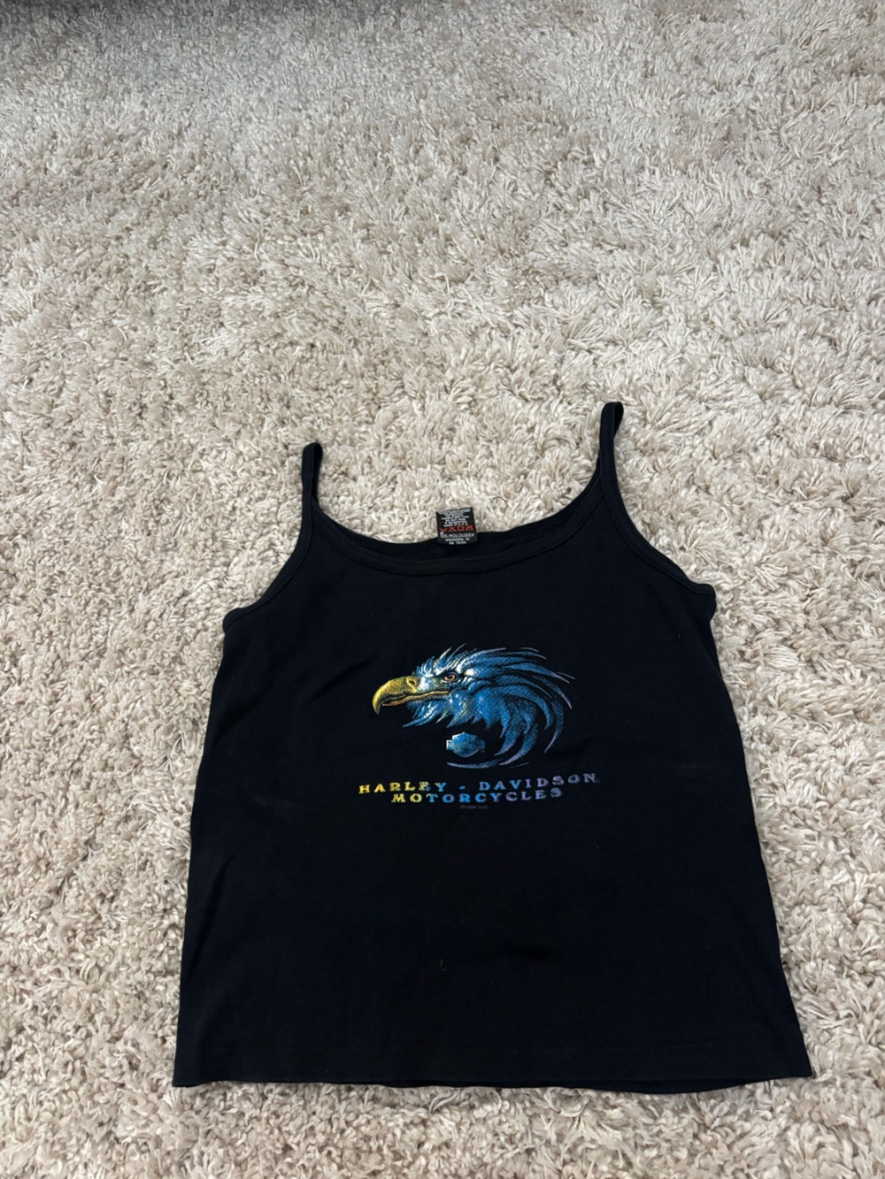 Harley-Davidson Black Tank Top with Orange Logo Tag